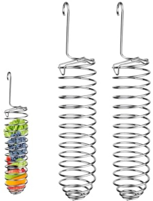 GYWHOOFT 2 comederos de acero inoxidable para periquitos, juguetes para pájaros, accesorios de alimentación de jaula para pájaros, frutas y verduras para pájaros