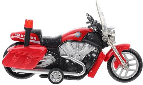 HEMOTON Juguete de Motocicleta de Policía Aleación Roja, Modelo de Moto Función de Retroceso, Juguete Educativo para Desarrollo Sensorial y Coordinación Mano-Ojo, Adecuado para Juego