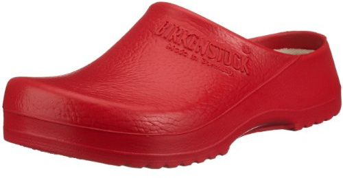Birkenstock Unisex-Erwachsene Super Birki Damen und Herren Clogs, Arbeits-Clogs,Pantoletten mit Kork-Latex-Fußbett, Sandalen Rot, EU 47