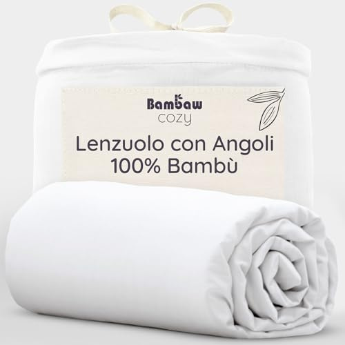 Bambaw Sabana Bajera Bambu Cama 150 cm, Bolsillo de 35cm, Sabanas de Bambu 150x200 cm, Sabanas Verano Suaves Antiacaros, Sábana Bajera Hipoalergenico y Sostenible, Certificado Oeko-Tex (Blanco)