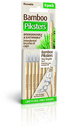 Bamboo Piksters Interdental Brushes | Sizes 00-6 | 8 Pack (8 Pack, Size 2 (White))