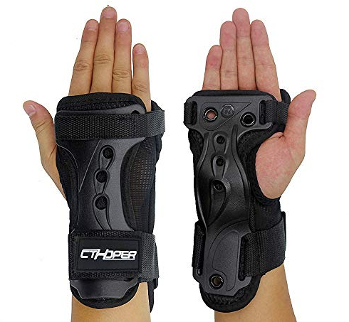 CTHOPER Handgelenkschoner Inliner, Skating Snowboard Handschutz Protektoren Erwachsene für Handschuh,Handgelenkschützer Kinder Herren Damen (schwarz, M)