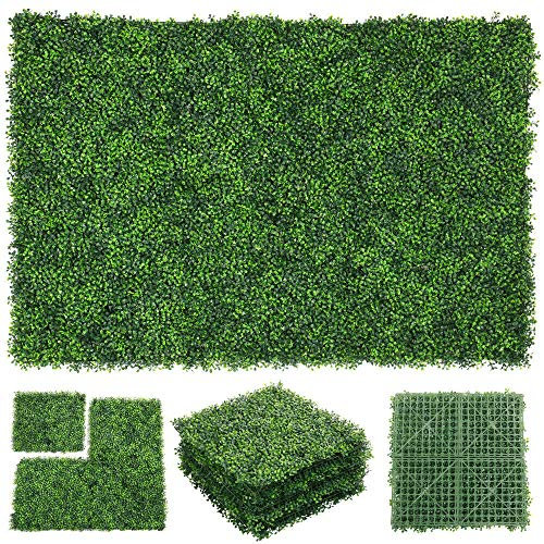 ZXMOTO 10 x 10 Artificial Boxwood Hedge Panels 24PCS Faux Greenery Wall Privacy Hedge Screen, Grass Wall Decoration Faux Greenery Wall Panel for Indoor Outdoor Garden Backyard Home Decor