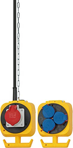Brennenstuhl CEE Pendel Stromverteiler IP44 / Hängeverteiler für innen und außen mit einem 5m H07RN-F 5G1,5 Kabel (3x Schutzkontakt-Steckdosen, 1x CEE-Steckdose, Made in Germany)