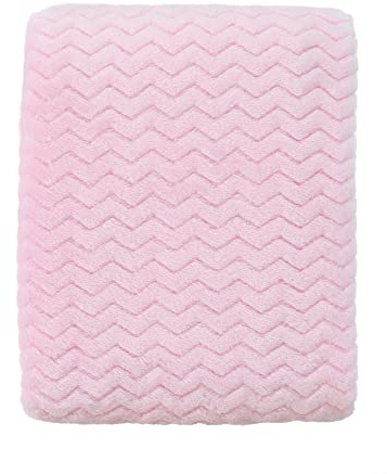 CREVENT Leichte, kuschelige, Flauschige, warme Fleecedecke für Mädchen, Kleinkinder, Kinderbett, Kinderbett, Kinderwagen (75X100cm, gewelltes Babyrosa)