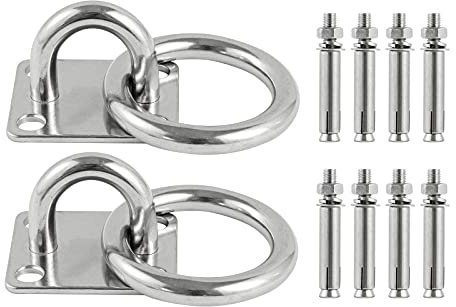 Lyaor 2 Pezzi M10 Gancio per Piastra Oculare Placca Occhiello in 304 Acciaio Inossidabile con Anello Gancio Robusto per Montaggio a Parete a Soffitto Piastra Ancoraggio per Barche Yoga Swing Amaca