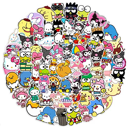 100 Stück Süße Aufkleber Pack für Anime My Melody Kuromi Sticker Set Wasserdichte Vinyl Sticker für Laptop Kinder Autos Motorrad Fahrrad Skateboard Gepäck Koffer Computer Aufkleber Graffiti Decal