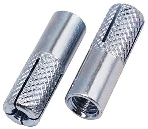 SKIR'CO (10 Stück) Gerändelte Tropfanker M6 x 25 mm, Spreizbolzenhülse, Wanddübel, Betonanker