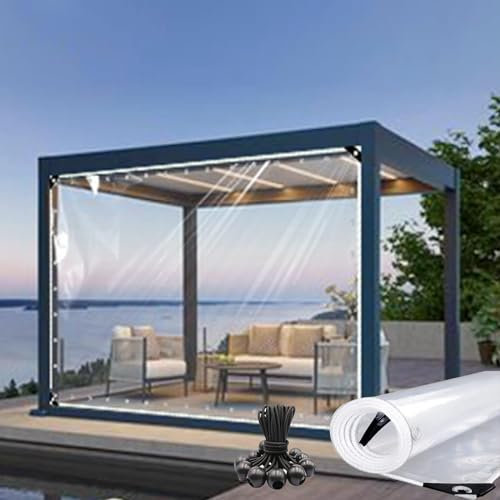 Klare Planen, Strapazierfähig, Wasserdicht Mit ösen Regenschutz Für Den Garten Terrassenüberdachung Camping Außenzeltabdeckung Veranda-überdachung 100% Uv- Und WITT(Size:1.5x3m/5x9ft,Color:Löschen)