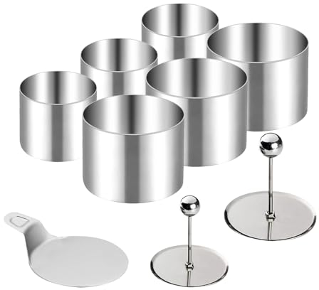 6 Cercles à Dessert/pâtisserie en INOX 8 & 6 cm - Gabarits Inclus pour mousses & présentation - Idéal moules & décor
