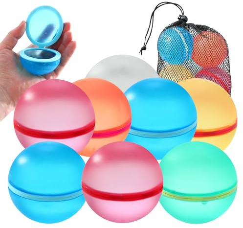 8 Pcs Bombe a Eau Réutilisable,Ballon a Eau Silicone,Water-polo Magnétique, Idéal pour les Enfants et les Adultes Dans les Parcs Aquatiques et les Fêtes au bord de la Piscine Extérieure (8)