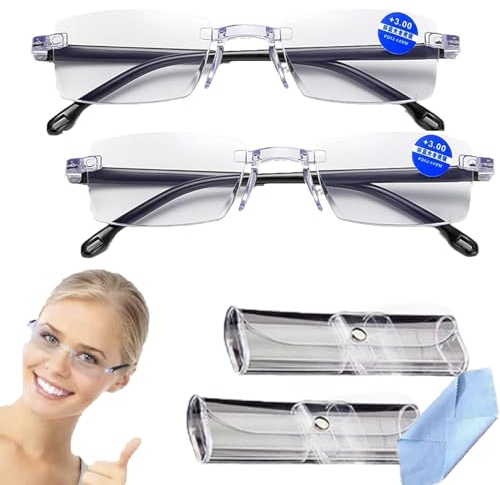Zoom Brille, Intelligente Zoom Brille, Autozoom-Brille FüR Presbyopie, Intelligente Zoom Lesebrille, Smart Zoom Brille, Automatische Zoom Lesebrille, Zoom Lesebrille (2 Stücke,0.0X)