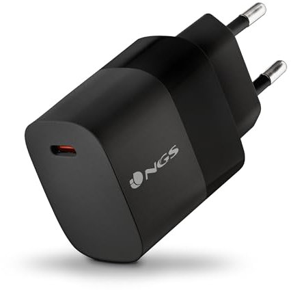 NGS Bud 20W - Cargador ultrarrápido de Pared USB-C de 20W (PD & PPS), Compacto y portátil. Ideal para Smartphones y tabletas. Materiales GAN, Material Ignífugo, Carga eficiente y Segura.
