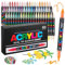60 Farben Doppelspitze Acrylstifte – Wasserfeste Stifte für Steine Bemalen, Acrylmarker mit Pinselspitze (0,5-4,5mm) & Feiner Spitze (1mm), Acrylstifte für Steine, Glas, Holz, Papier