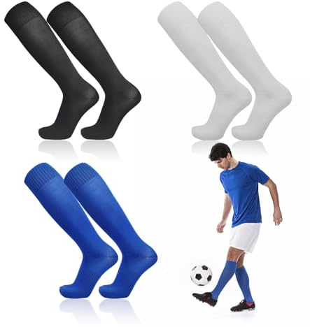 TUONYIS 3 Pares Calcetines de Fútbol para Hombre Calcetines Futbol Largo Hombre Calcetines Antideslizantes Futbol Hombre Calcetines de Deportede Medias de Fútbol EU 39-44(Multicolor)