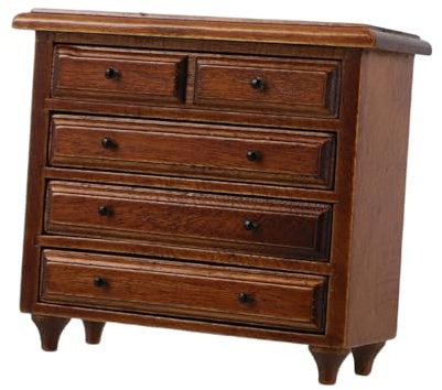 FUNOMOCYA Legno con Cassetti Funzionali Mobiletto Retrò Color per Mobili Mini Casa Bambole Armadietto Soggiorno e Cucina con Finitura Naturale in Betulla