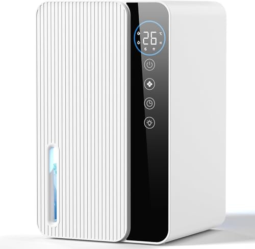 Deshumificadores de Humedad 1800ML Deshumidificador Pequeño, Desumidifador Silencioso, Dehumidifier for Home con Función de Descongelación y Suspensión, Apagado Automático, 12H Timer