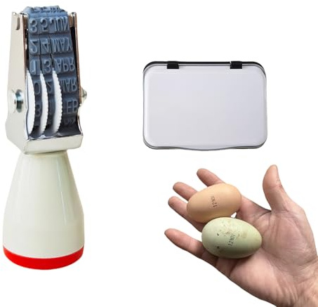 Egg Dater Kit, Rubber Date Stamp with Ink Pad, Stamper for Farm Fresh Egg Marking (with Ink)