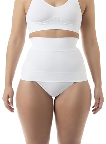 Farmacell 605 (Vit, L) Midjeformare Dam, Sömlös Shapewear med Magkontroll, Made in Italy