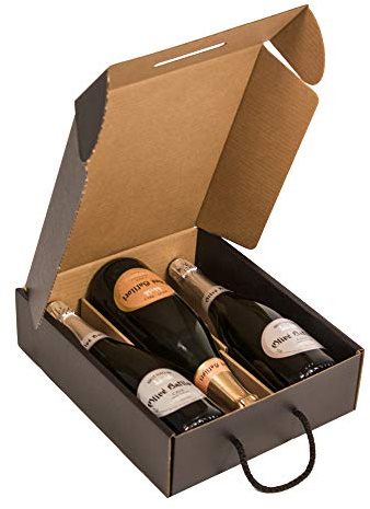 ONLY BOXES, Estuche para 3 botellas, Caja de cartón para cava o champagne, Caja de color negro mate, 4 Unidades