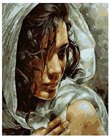 Peindre par Nombre Peinture par numéro Adulte Femme Bricolage Cadeau Non Peint à colorier par numéros Kits de Portrait décoration de la Maison 40x50cm