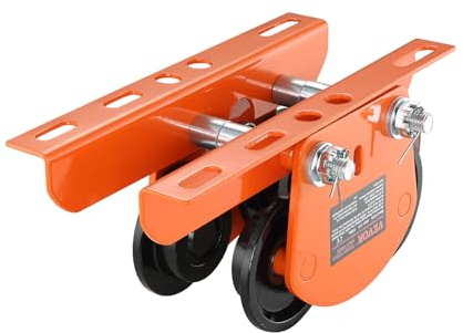 VEVOR Laufkatze 1Tonnen Tragfähigkeit Hallenkran 68-110mm Einstellbare Breite Kran 350x196x160mm Rollfahrwerk Doppelrad-Design Handfahrwerk für I- und H-Trägern Hallenkran Ladekran