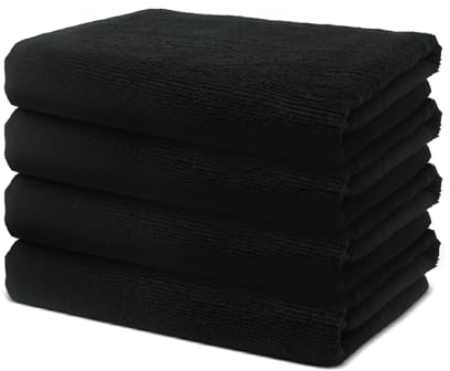 4 er Set Duschtücher 70x140 cm | Frottee Hantücher Weich & Flauschig | 100% Baumwolle | Frottier Duschtuch Badetuch Badehandtuch Groß | 500 g/m² | Oeko-Tex | Ôhm | Schwarz