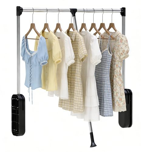 Tcatec Pull Down Closet Rod, 23.62-32.67 Inch Width Adjustable Clothes Hanging Rail with Dual Pneumatic Buffers, Wardrobe Organizer Rod Space-Saving for Bedroom, Load 30lbs
