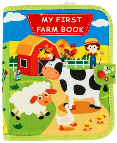 PATNFR Montessori Soft Baby Felt Books Farm Busy Book Educational Learning Sensory Toy Early Development Interactive Quiet Books for Boys Girls Christmas Birthday Gifts Toddlers Travel Toy (Farm)