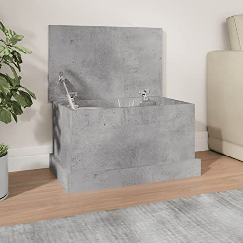 IKAYAA Baule da Esterno in Legno Box Giardino Contenitore per Mobili da Giardino - Grigio Cemento - 50 x 30 x 28 cm