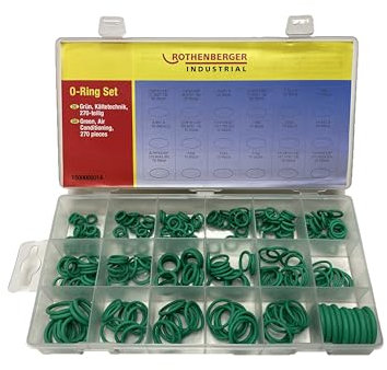 ROTHENBERGER Industrial 270 Stück O-Ring Sortiment Kit 18 Größen Gummi Dichtungen Ringe Dichtungsringe Set für Kälte- und Klimatechnick in KFZ-, Industrie- und Hausbereich (Grün) 1500005014