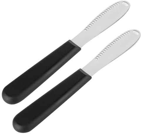 Ujjdwiurgh Couteau à Beurre avec Bord Dentelé et Trous de Raclage, Prise en Main Confortable