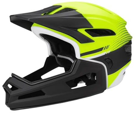 harayaa Full Face MTB Helmet, Bike Helmet with Detachable Chin Guard Safe Adjustable for Cycling Skateboarding Climbing Mountain Road Bike BMX 56cm-62cm (Black Yellow)