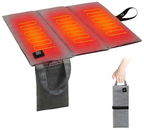 Mineup 40 x 14 cm Almohadilla eléctrica, 3 Modos de Calentamiento, Almohadilla térmica eléctrica, Calefacción del Asiento de la Silla de Oficina para Blanquear Exteriores, Pescar y Acampar