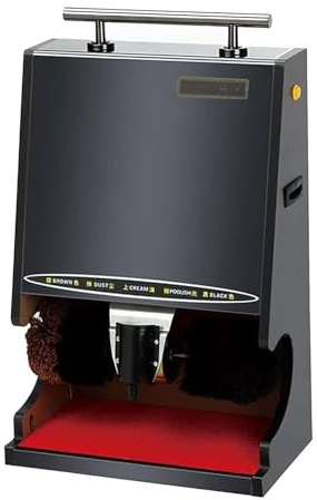 CUTANGELAR Lucidascarpe Elettrico Portatile - A Pedale, Non Richiede Piegamenti, Ugello In Marmo, Cera Antigoccia, Lucidascarpe Commerciale Per Banche/Hotel, Grande Serbatoio Di Cera Da 150 Ml(Black)
