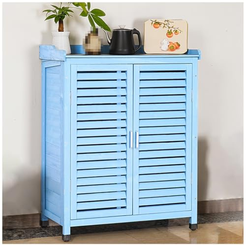 Outdoor Wooden Potting Bench with Double Doors, Galvanized Top, Garden Storage Cabinet & Planting Table for Backyard, Balcony, Patio - Durable, Versatile Workstation