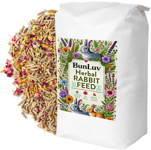 Pampered Chicken Mama Premium Herbal Rabbit Feed (12 pounds): Calendula Flowers, Chamomile, Rose Petals, & Timothy Hay Rabbit Food (24 pounds)