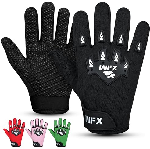 WFX Gants de vélo pour jeunes cyclistes, gants de protection pour motocross avec une prise en main sûre, gants essentiels pour moto tout-terrain, BMX et VTT pour enfants (noir, taille S)