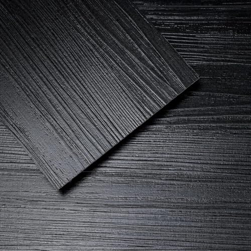 Yun-aeon Black Peel and Stick Floor Tiles 36-Pack 54 Sq Ft Black Stripe Self Adhesive Wood Grain Planks Removable Vinyl Flooring Art Deco for Bedroom Living Room