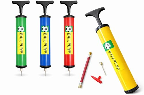 Pompa per palloni da calcio, pompa ad aria portatile con ago, per calcio, pallacanestro, pallavolo, rugby, palloni da calcio, pompa manuale in plastica resistente, affidabile valvola di gonfiaggio