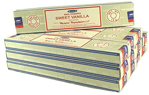 Satya Incense Sticks Economy Set 12 Packs of 15 g Approx. 180 Sticks Sweet Vanilla