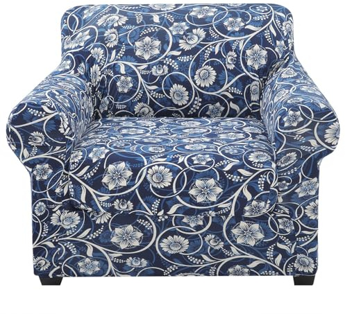 hyha Couch Covers, Chair/Sofa Covers, Floral Pattern, Stretch, Printed, 2 Pieces, Armchair Slipcover, Separate Couch Cushion Slipcover, Furniture Protector for Dogs(Armchair, Baroque)