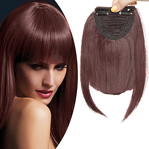 SEGO Frangia Capelli Clip Frangetta Finta Frontale Extension Hair Bangs Posticci Donna Toupet con Clips 30g Rosso Borgogna