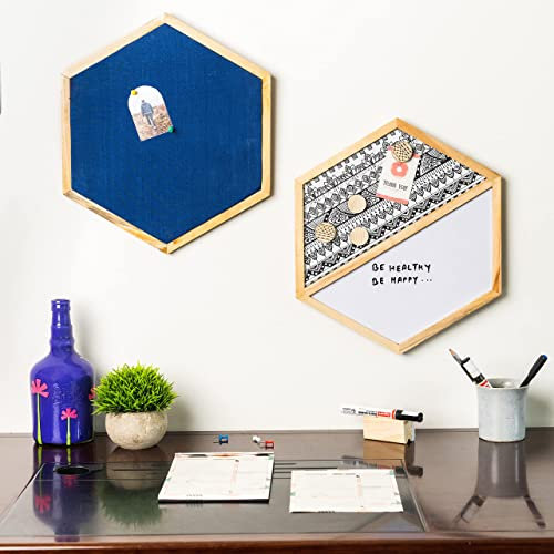 IVEI Hexagonformad kombinationstavla med magnettavla, anslagstavla och whiteboard – set med 2 – mörkblå – innovativ organisatör för barn och vuxna med magneter för att göra tavlor present för hem och kontor