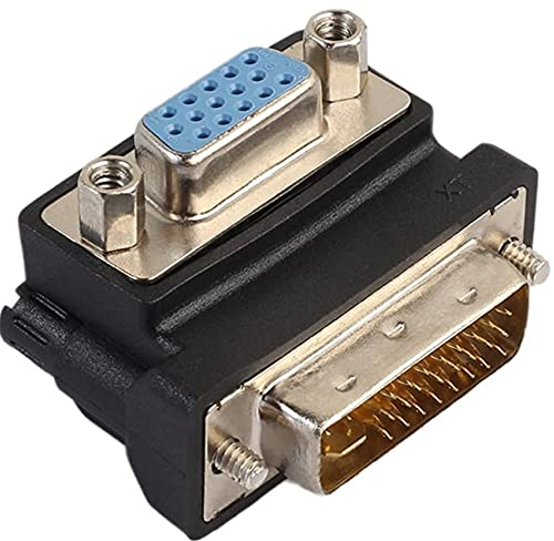 HUANGTAOLI Adattatore DVI-I 24+5 pin Maschio a VGA 15 pin Femmina 90 Gradi Convertitore Adattatore