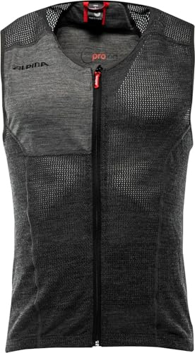 ALPINA PROLAN MEN VEST - Flexibler, Atmungsaktiver & Individuell Einstellbarer Rückenprotektor aus Schafswolle Für Herren - dark grey - L