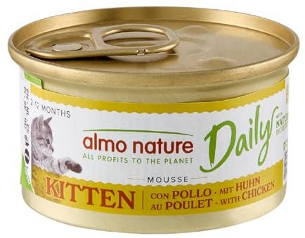almo nature Daily - Kitten - Cibo Umido per Gattini - Mousse - Pollo - 85 g, Confezione da 24