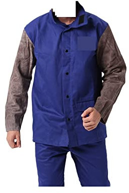 STRAFBRG Professionelle Schweißjacke Leder Flammesistente Baumwolle for Schweißfunke Abriebbekleidung Schutzbekleidung,Vielseitiger Täglicher Gebrauch(XL)