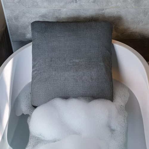 WLLNSS® Badewannen Kissen Made in EU - grau 60 x 40 cm - schnell trocknendes Premium Badewannenkissen mit ergonomischer Kopfstütze Wanne für Kopf Nacken Rücken Ganzkörper