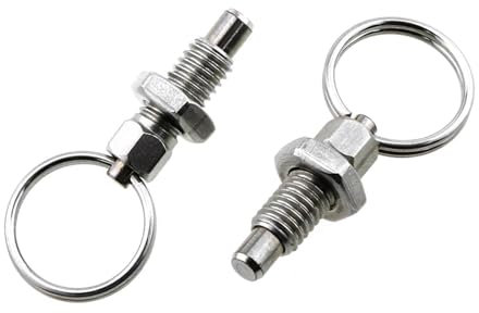 2 unidades de empuje de resorte con anillo de tracción, pasador de seguridad de acero inoxidable, perno de bloqueo retráctil para instalaciones industriales (M10)